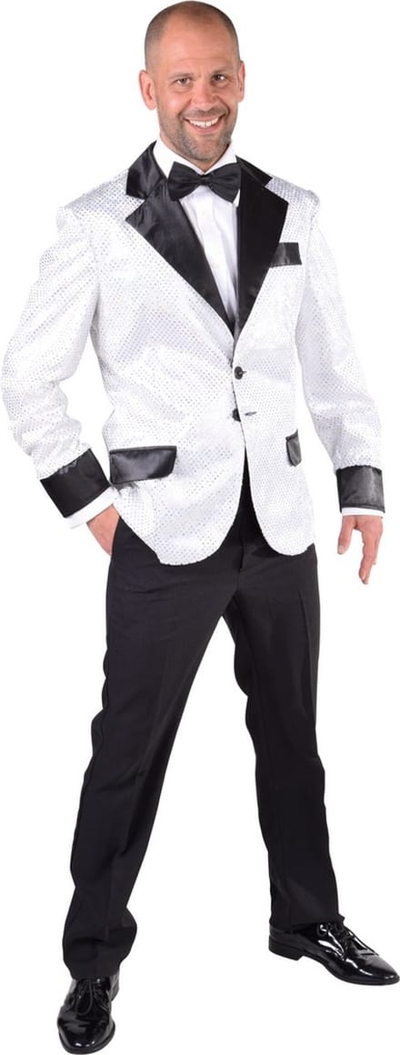 Magic Design Colbert Glitter Heren Wit Polyester Maat S