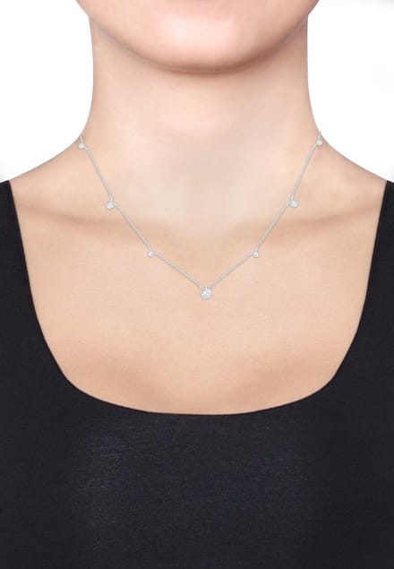Elli - Halsketting - Dames solitaire basis met kristallen in 925 sterling zilver - Dames