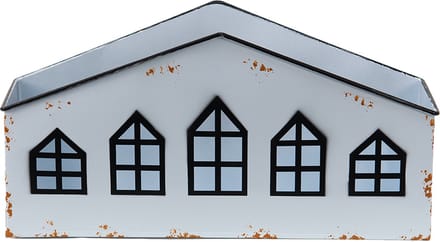 Clayre & Eef Theelichthouder Huis 36x12x18 cm Wit Metaal