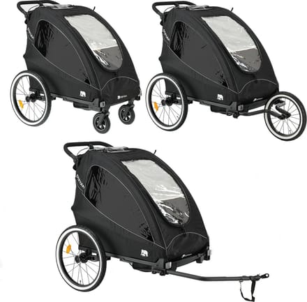 Deryan Luxe Fietskar - Hardloopkinderwagen - 2 persoons - Zwart