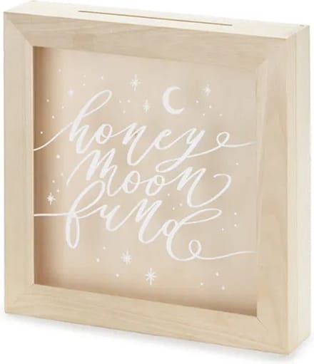 Partydeco - Geldbox Hout (30 x 30 x 6 cm) - Honeymoon Fund