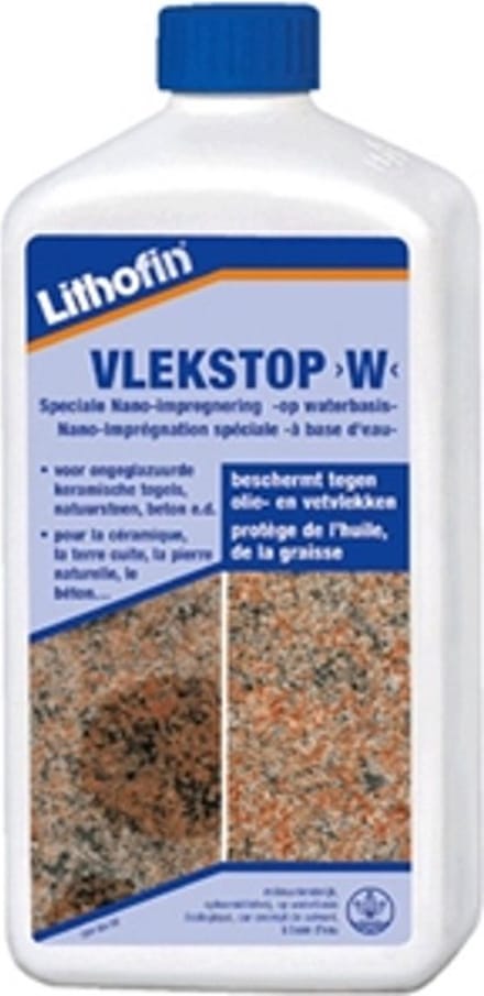 Vlekstop W - Speciale wateroplosbare impregnering UNIVERSEEL (binnen en buiten) - Lithofin - 0,5 L