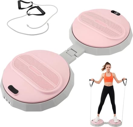 Inklapbaar Twist Board - Balans Draaiplaat - Taille Trainen - Met Stappenteller - 400 kg Draagkracht - Roze