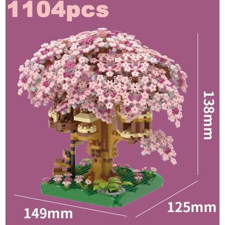 Doe-het-zelf Verkleurende Kersenbloesem Bloesem Roze Boomhut Trein Assemblage Bouwstenen Klassiek Model Bakstenen Sets Kind Jongen Meisje brown