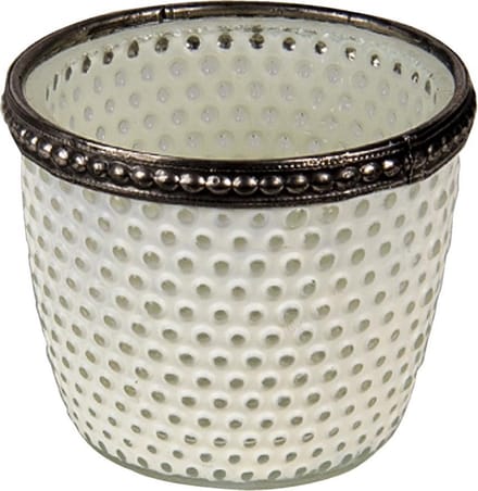 Clayre & Eef Theelichthouder Ø 7x6 cm Wit Glas