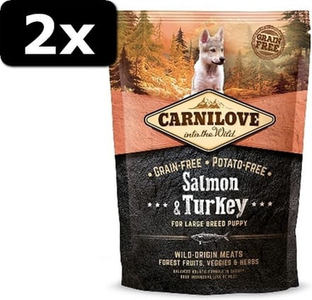 2x CARNILOVE SALM/TURKEY PUP L/B 12KG