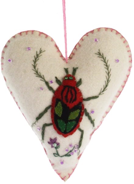 Hart Kever rood, vilt 9x3,5x11cm
