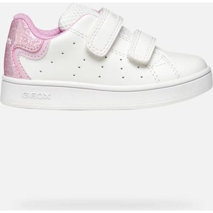 GEOX ECLYPER PEUTERMEISJES Sneakers - WIT/ROZE - Maat 20