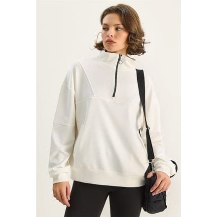 Relaxed Fit Ritskraag Gebreide Sweater