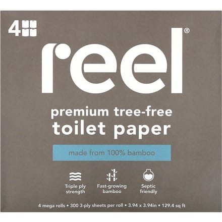 Premium Natuurlijk Hout Toiletpapier, 4 Mega Roll gray