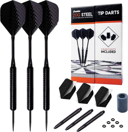 Dartset Stalen Punt - Dartpijlen Set - Huiselijk Plezier - Perfect Gebalanceerd - 20 Gram - Zwart