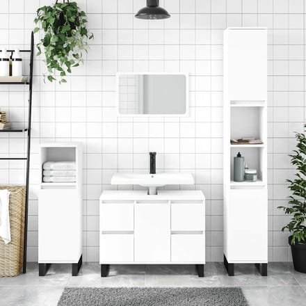 vidaXL - Badkamerkast - 80x33x60 - cm - bewerkt - hout - wit