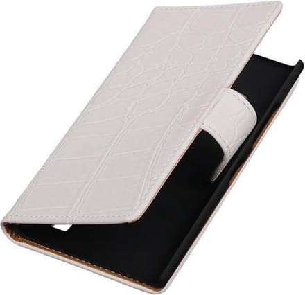 Nokia Lumia 735  Book Case Croco Wit Hoesje