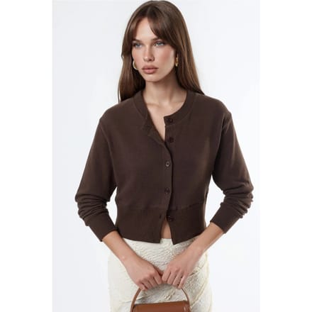 Casual Crew Neck Geknopte Crop Jas