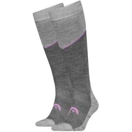 HEAD Skisokken Kneehigh - 2 paar - Light Grey Melange / Lilac - Maat 31/34