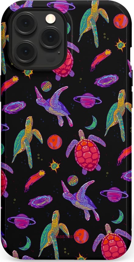 Casetastic hoesje geschikt voor Apple iPhone 12 Pro Max - MagSafe - Dubbellaagse bescherming - Astro schildpad - Fashion Case - Zwart Donkerblauw Lavendel