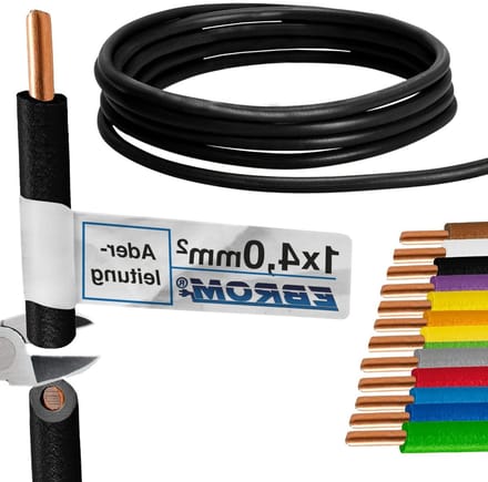 Aderleiding Enkele Draad - Stijve Kabel - Interne Bedrading - Vollkoper 99.9% - 4 mm² 65 Meter - Zwart