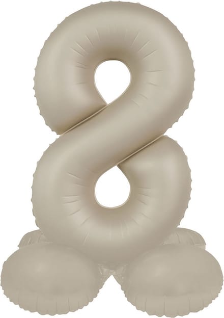 Staande Folieballon Cijfer 8 - Creamy Latte - Ultra Matt - 41 cm