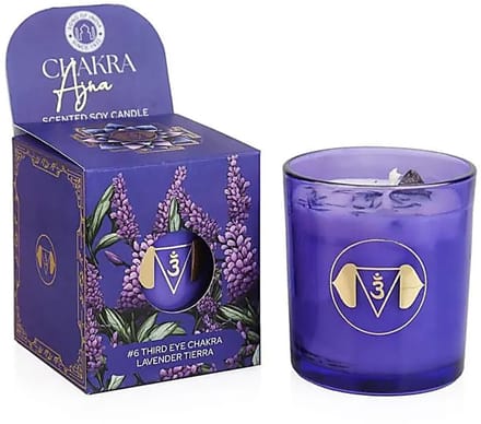 Soja geurkaars Ajna chakra lavendel tierra – Ø7 cm x 8 cm