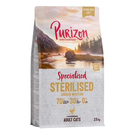 2,5kg Adult Sterilised Kip Vis Purizon Kattenvoer