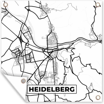 Tuindoek Plattegrond - Kaart - Heidelberg - Stadskaart - 100x100 cm