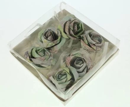 Doosje bloem blauw s/6 7,5x4cm