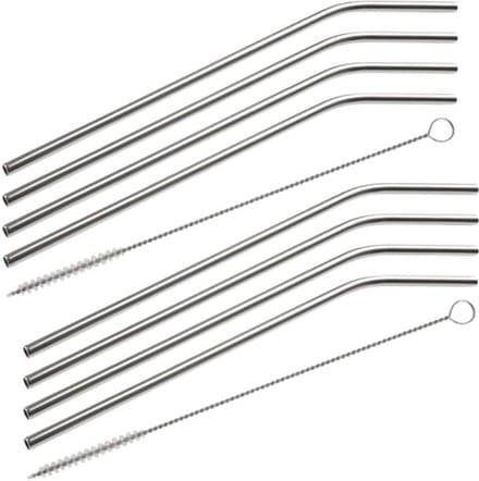 Set van 8 gebogen roestvrijstalen rietjes met borstels 24 cm Fackelmann Bar Concept