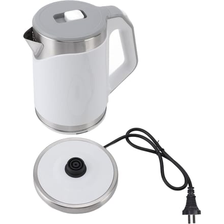 Elektrische Waterkoker Warmwaterboiler RVS Snelkokend Automatische Uitschakeling Dubbellaags Water L white