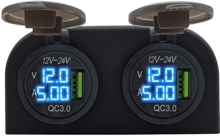 ProRide 12V USB Stopcontact met Voltmeter/Ampèremeter - Tweevoudig Opbouw - QC3.0 - USB Autolader, Boot en Camper