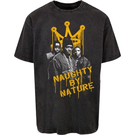 Merchcode - Drip Crown Acid Washed Oversize Heren Tshirt - M - Zwart