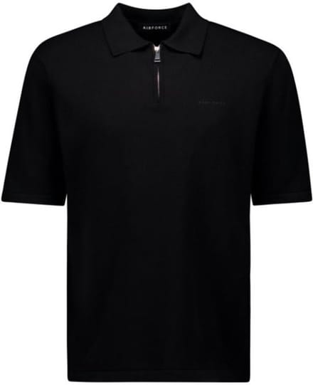 Knitted Zip Polo Heren True Black M