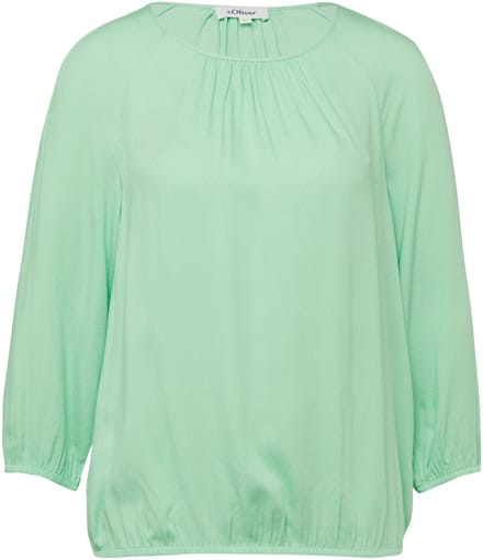 Gestructureerde Viscose Blouse met Gerimpelde Details Ronde Hals Dames s.Oliver