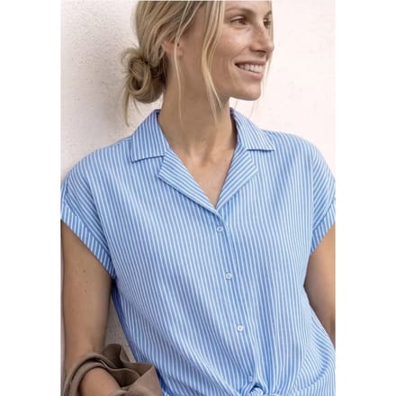 Blouse met overhangende schouders en bowlingkraag