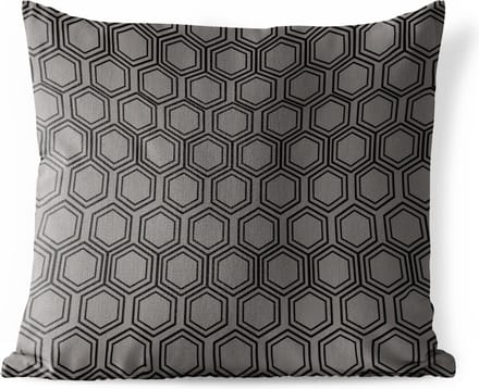 Tuinkussen - Zwart - Patronen - Hexagon - 40x40 cm - Weerbestendig