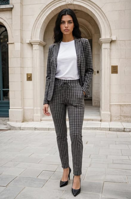 MI PIACE - Travel Blazer Houndstooth Print 202015 Falcon - Maat : L