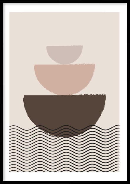 Poster Abstract Semicircle - 30x40 cm - Abstracte poster - Exclusief fotolijst – WALLLL
