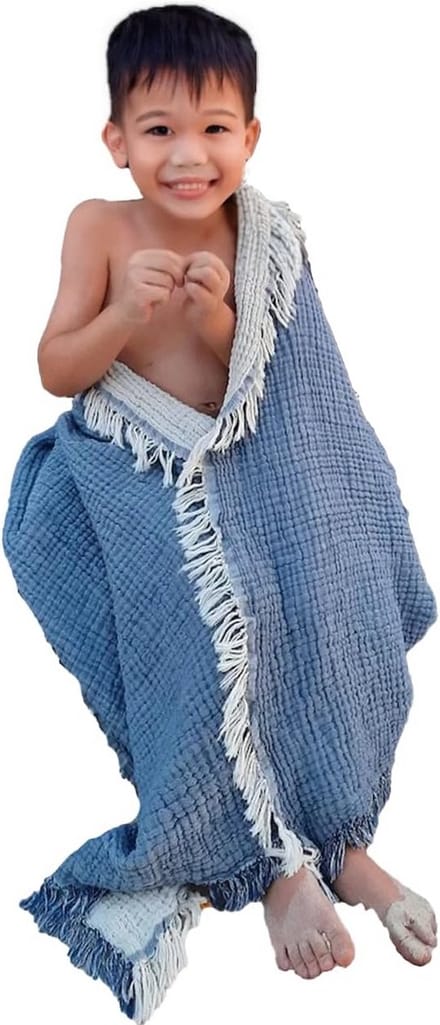 Baby Deken 4 Laags Hydrofiel Katoen Blauw