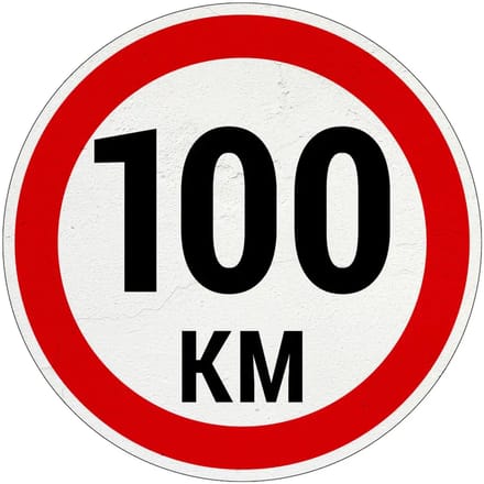 100 km bord | Sign Again materiaal | 10 cm