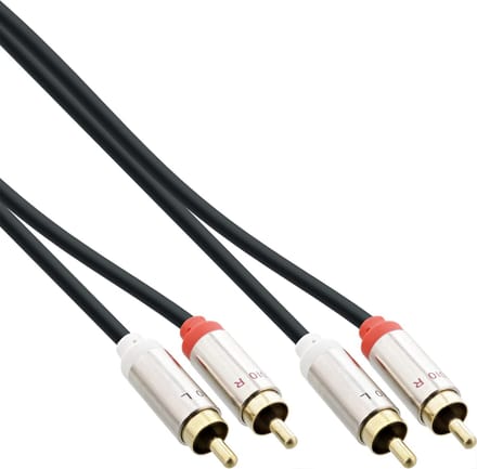 InLine® Slim audiokabel 2x Cinch male / male, stereo, 3m