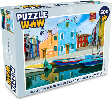 Puzzel Gekleurde boten op het eiland Burano in Venetië - Legpuzzel - Puzzel 500 stukjes