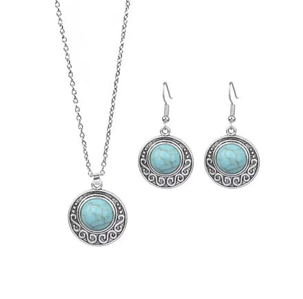 Jomide Sieradenset Bohemian - Zilverkleurig/Turquoise - 1
