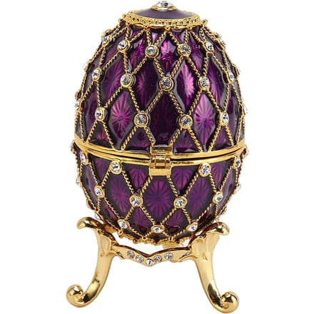 Sieradendoosjes in eivorm, vintage, prachtige sieradendoosjes met strass steentjes en scharnieren voor de woonkamer paars