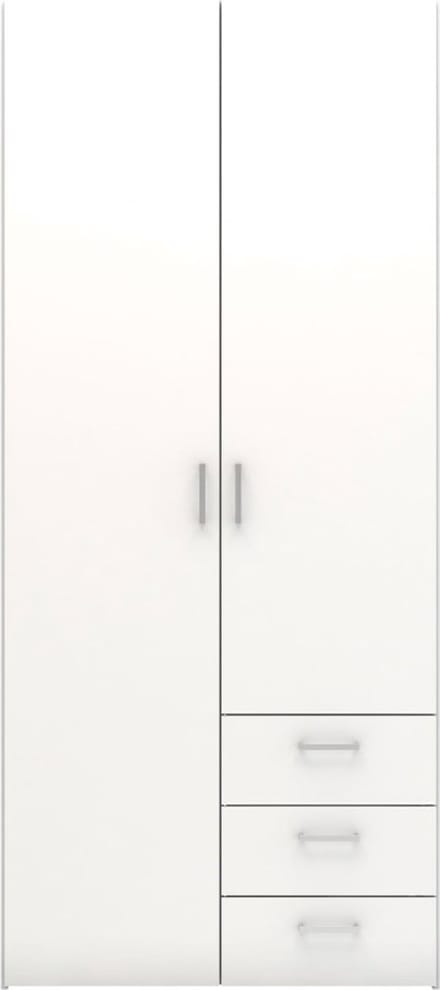 Hioshop Spell Kledingkast B - 175 cm - 2 deuren, 3 lades - Wit