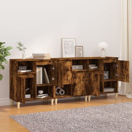 vidaXL - Dressoirs - 3 - st - 60x35x70 - cm - bewerkt - hout - gerookt - eikenkleurig