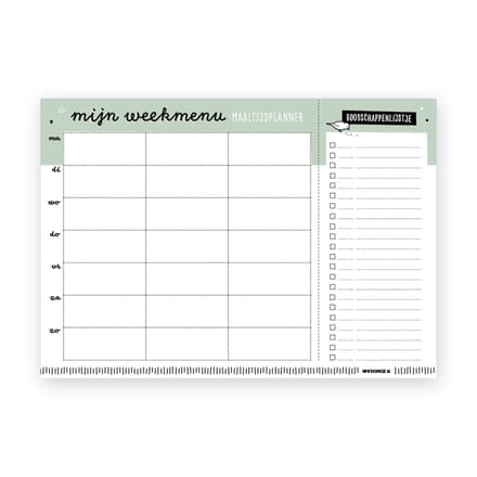 Mijn weekmenu - Maaltijdplanner - Notitieblok A4 - Thuismusje