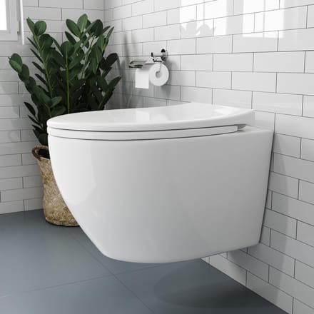 HOROW Compact Hangtoilet - Zonder Spoelrand - Softclose Toiletbril - Wit - 52x37x34 cm