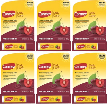 Carmex Fresh Cherry - Lippenbalsem - SPF 15, Kersen, 6-pack