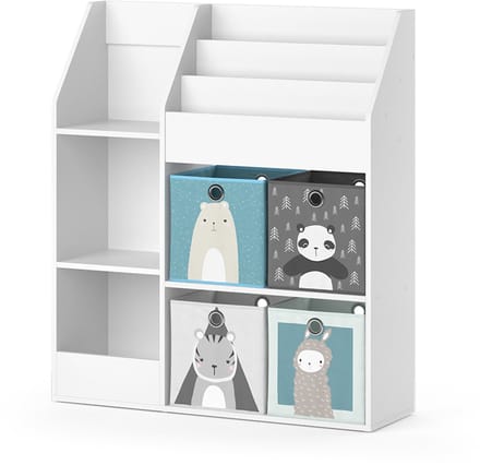 Vicco Luigi Kinderboekenkast – 100.4 x 114.2 cm met 4 vouwboxen (grijs) Wit
