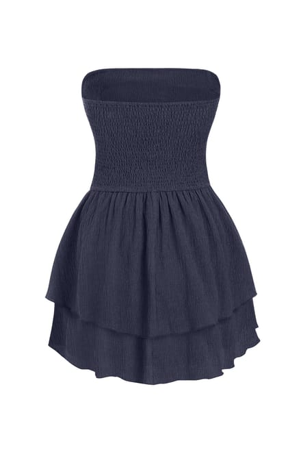 Strapless Textured Ruffle Minijurk