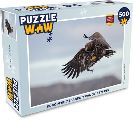 Puzzel Europese zeearend vangt een vis - Legpuzzel - Puzzel 500 stukjes
